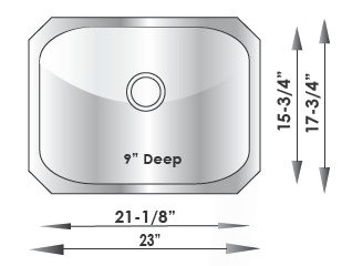 23x18" Under-Mount Single Bowl Stainless Steel Kitchen Sink (KUS_M2318)