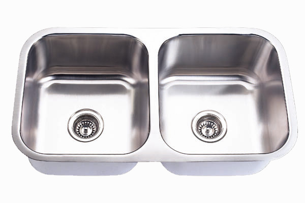 32"x18" Double-bowl Under-mount Stainless Steel Kitchen Sink (KUS_M3218D55)