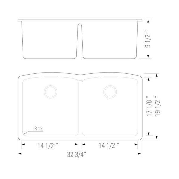 32”x20” New Material Double Kitchen Sink (KUS-KN3220D) - Image 2