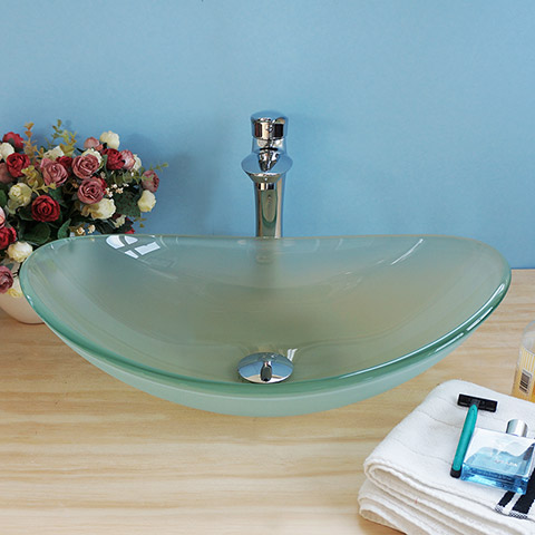 DKBC Bathroom Oval Glass Vessel Sink (BVGJ012)