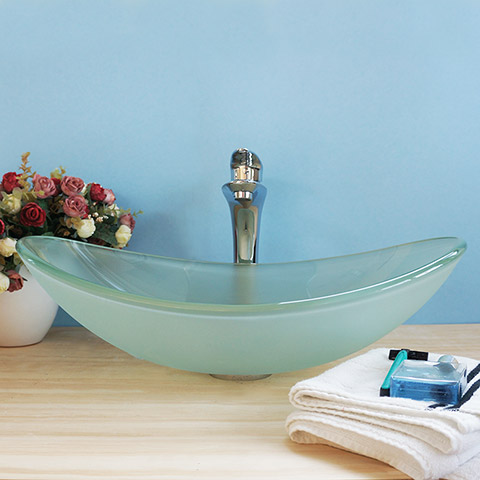 DKBC Bathroom Oval Glass Vessel Sink (BVGJ012)
