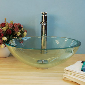 DKBC Bathroom Clear Glass Vessel Sink (BVGJ008)