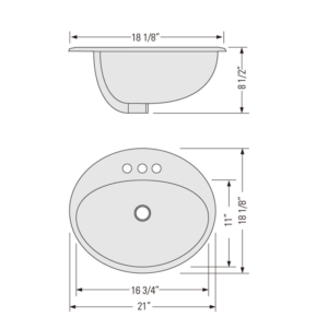 Alternative view of Top-mount / Drop-in Oval Bathroom Sink (BTS-KV2219)