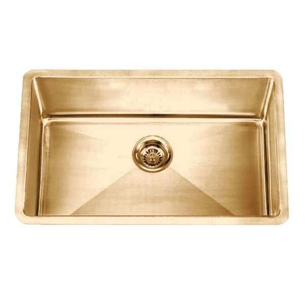 30”x18” Golden Finish Small Radius 18ga Single Kitchen Sink (KUS-KR3018SG)