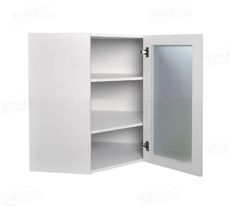 24 X 24 X 30 High Modern Shaker White Wall Corner Cabinet W Glass   C10 WDC2430G 4Web 