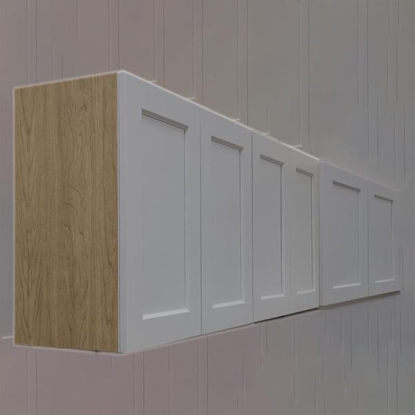 60" Cream White Solid Wood Wall Cabinet Section (KT-SMT-W3024x2) - Image 2